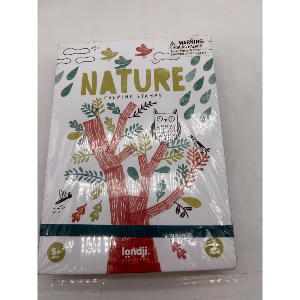 Londji Calming Stamps Nature Kit Kids Art Activity 6 Wood Stamps 3 Inks NEW